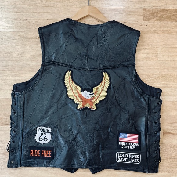 Diamond Plate Leather Vest Size XL - Picture 8 of 16